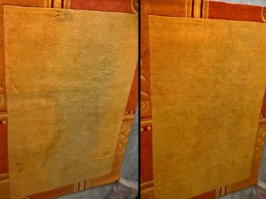 Wełniany dywan przed i po czyszczeniu